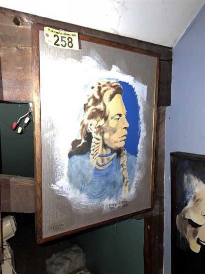 FRAMED CANVAS OIL PAINTING: CURLY CROW YELLOW HAIR