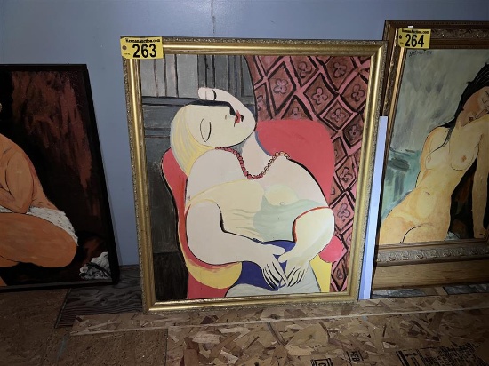 FRAMED CANVAS OIL PAINTING: REPLICA OF PABLO PICASSO'S LE REVE - THE DREAM