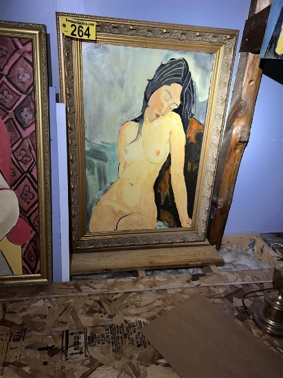FRAMED CANVAS OIL PAINTING: NUDE WOMAN