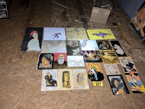LOT OF 22-ASSORTED CANVAS OIL PAINTINGS & ARTIST PORTFOLIOS