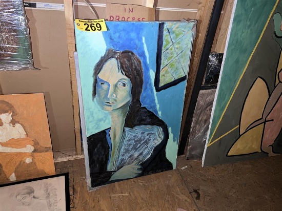 LOT OF 4-ASSORTED UNFINISHED PAINTINGS & BLANK CANVASES