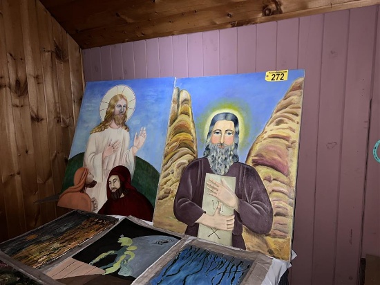 LOT OF 2-RELIGIOUS CANVAS OIL PAINTINGS