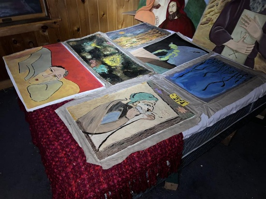 LOT OF 6-ASSORTED OIL PAINTINGS ON CANVAS