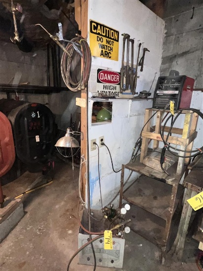 LOT: ACETYLENE TORCH & ASSORTED GAUGES, TORCHES, WELDING ACCESSORIES