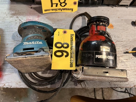 LOT OF 2-PALM SANDERS, MAKITA & PORTER CABLE, 4"