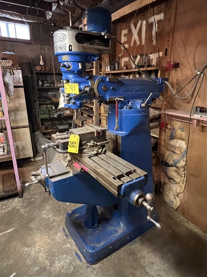 BRIDGEPORT VERTICAL MILLING MACHINE, 3PH, 1HP, S/N: 129547, 9" X 42" T-SLOT TABLE