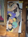 CANVAS TEXTURED OIL PAINTING: WOMAN & FLOWERS