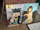 LOT OF 2-CANVAS OIL PAINTINGS: NUDE WOMAN & ROYAL FIGURE