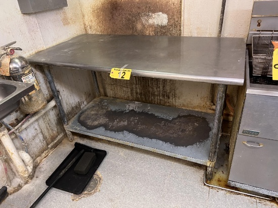 60" X 30" S/S TABLE W/ LOWER GALVANIZED SHELF, ROLLED EDGES