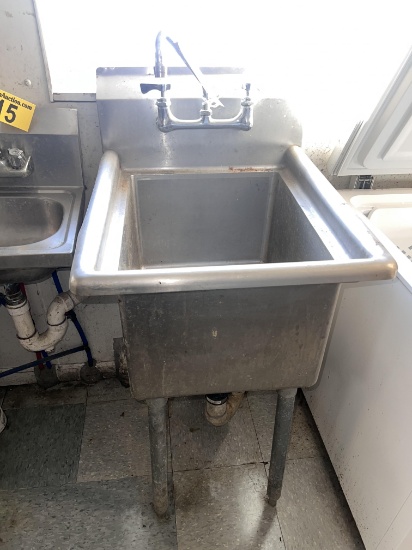 SINGLE COMPARTMENT S/S SINK, 20"W X 16"L X 12"D W/ 10" BACK SPLASH