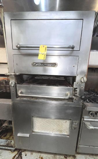 SOUTHBEND STAINLESS STEEL 1-DECK RANGE BROILER W/ WARMING OVEN, LP GAS