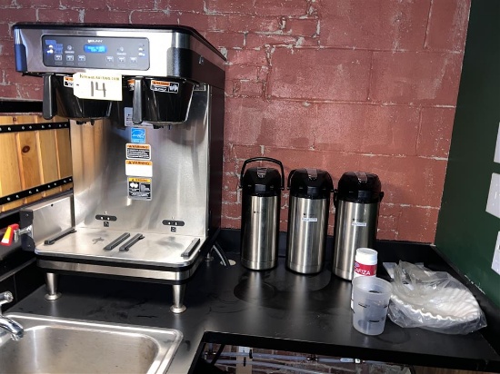 BUNN ICB TWIN SH, AIR POT SATELLITE BREWER, 6000W, 1PH, W/ 3-BUNN S/S AIR POTS, SPARE PARTS