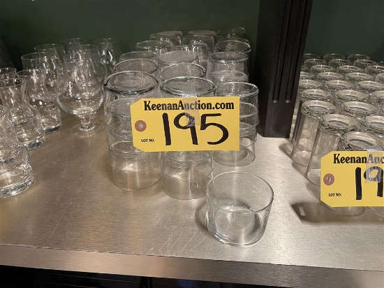BID PRICE X 68 - (68) 3.25" CLEAR GLASS MINI TUMBLERS