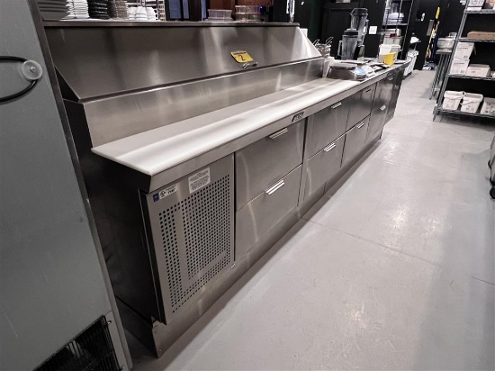 LA ROSA 2-SECTION COMMERCIAL S/S REFRIGERATED CHEF STATION, 12' X 28":