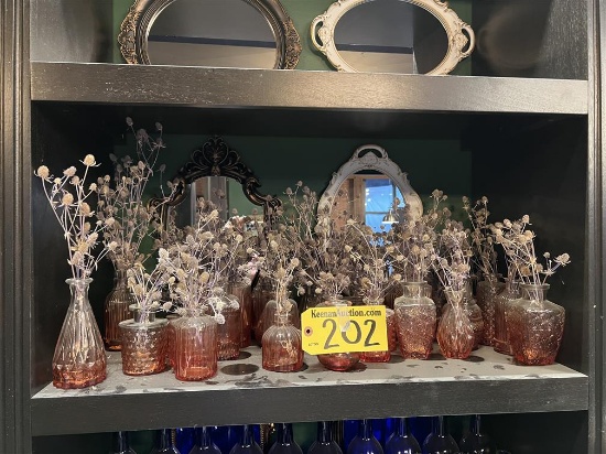 BID PRICE X 35 - (35) ASSORTED COLORED GLASS VASES