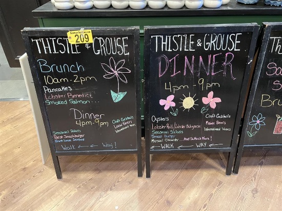 BID PRICE X 2 - (2) BLACK CHALKBOARD A-FRAMES, 23" X 31" BOARD