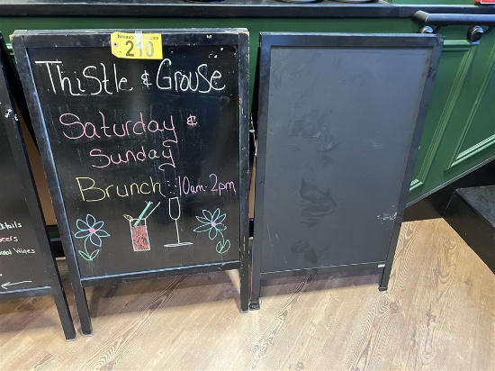 BID PRICE X 2 - (2) BLACK CHALKBOARD A-FRAMES, 23" X 31" BOARD