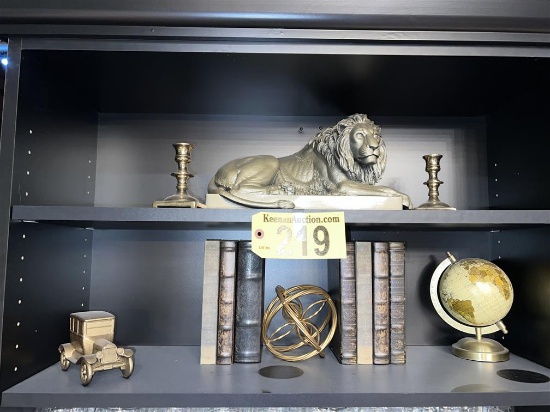 LOT OF ASSORTED COLLECTIBLES ON 2-SHELVES: