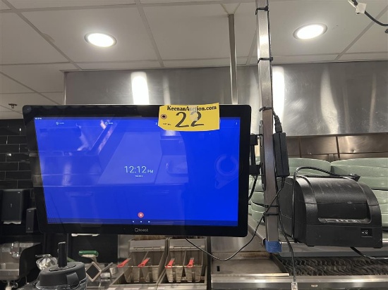 BID PRICE X 2 - (2) TOAST FLEX 21.5" WALL MOUNT KITCHEN DISPLAY MONITORS W/ TKP300 KITCHEN PRINTER