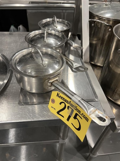 BID PRICE X 3 - (3) LIBERTYWARE S/S SAUCE PANS W/ LIDS