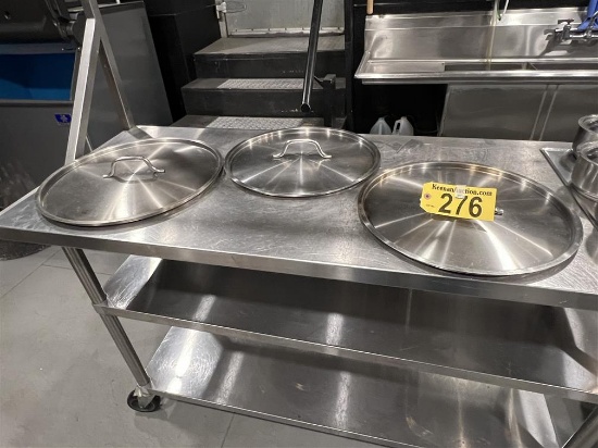 BID PRICE X 3 - (3) ASSORTED S/S STOCK POT LIDS: (2) 15.5", (1) 17"