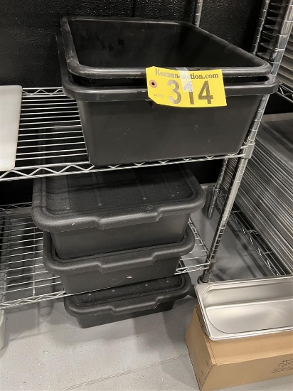 BID PRICE X 5 - (5) BLACK BUS TUBS W/ 3-LIDS