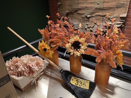 LOT OF ASSORTED COLLECTIBLES & ARTIFICIAL FLOWERS