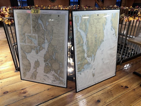 BID PRICE X 2 - (2) FRAMED MAINE MAPS, 48" X 36"