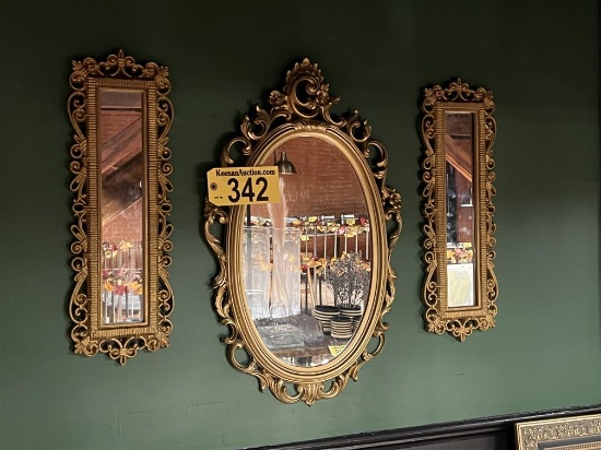 LOT: 3-PC FRAMED MIRROR SET: (2) 21" X 7", (1) 25" X 16"