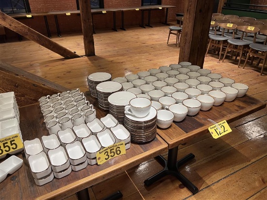 BID PRICE X 139 - (139) PC FORTESSA BASICS BROWN RIM CHINA SET