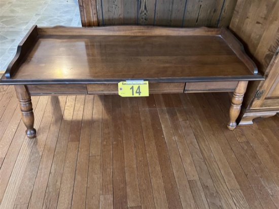 CUSTOM MAPLE COFFEE TABLE, 46"W X 19"D X 15"H