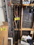 LOT OF ASSORTED RIGGING CHAINS & 5-CHAIN BINDERS