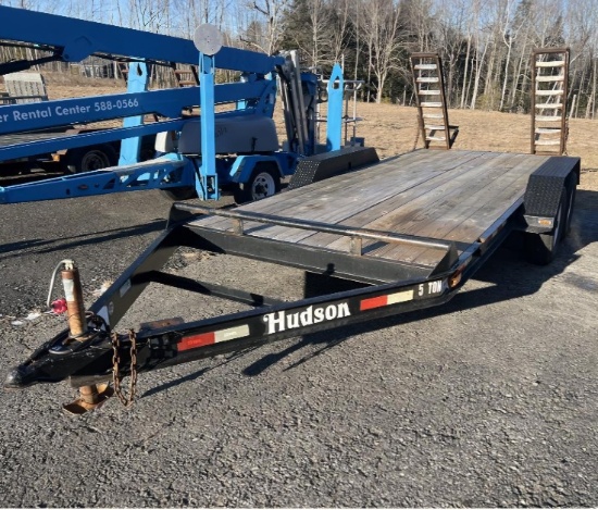 2009 HUDSON 5-TON T/A EQUIPMENT TRAILER, VIN: 10HHSE16191000048, 5' RAMPS