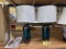 BID PRICE X 2 - (2) TABLE LAMPS, GREEN GLASS BASE , DRUM SHADE, 26.5