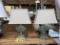 BID PRICE X 2 - (2) TABLE LAMPS, GREEN PATINATED TIERED BASE, BELL SHADE, 21