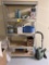 4-SHELF STORAGE RACK, CLEANING TOOLS, VACUUM, SUPPLIES