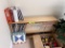 LOT: 2-SHELF OAK BOOKCASE, ANTIQUE BOOKS, DYI BOOKS, CLOCK