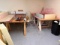 LOT: 2-WOODEN TABLES, W/ SAWHORSE LEGS