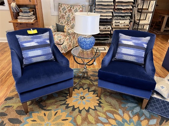 BID PRICE X 2 - (2) CHARLES STEWART UPHOLSTERED SIDE ARM CHAIRS