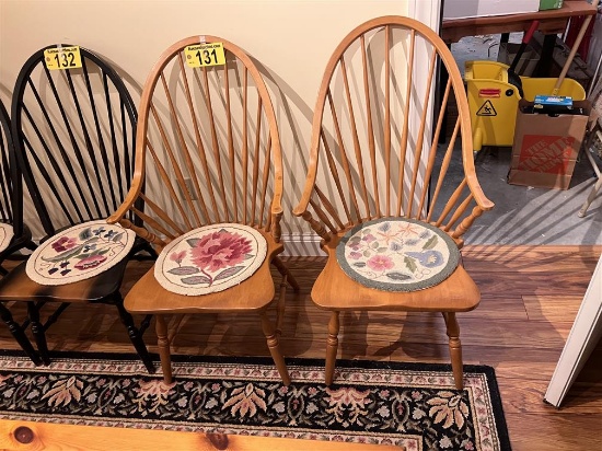 BID PRICE X 2 - (2) WINDSOR STYLE ARM CHAIRS, NATURAL