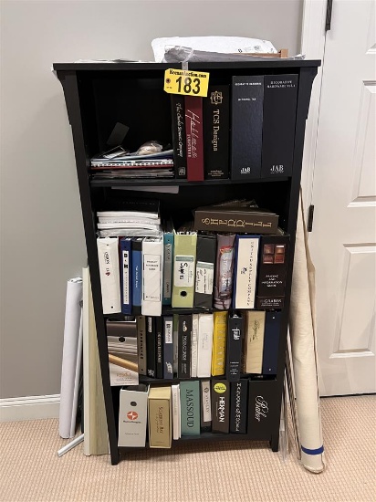 4-SHELF BOOKCASE, 32"W X 12"D X 64"H W/ SAMPLE BOOKS