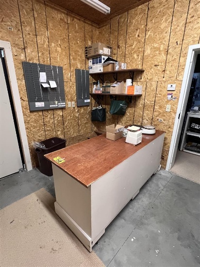 SHIPPING COUNTER, SECA SCALE, HANSON PORTION SCALE, TAPE GUN,  STAPLERS, MISC.