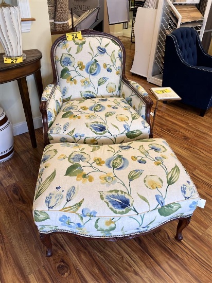 TCS BERGERE CHAIR W/ MATCHING OTTOMAN, RETAIL $1,999