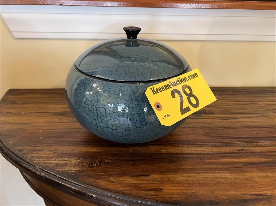 LACQUERED CRACKLE BOWL, BLUE, RETAIL $59