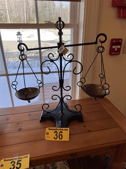 VINTAGE SCALES OF JUSTICE, COPPER/BRASS, RETAIL $137
