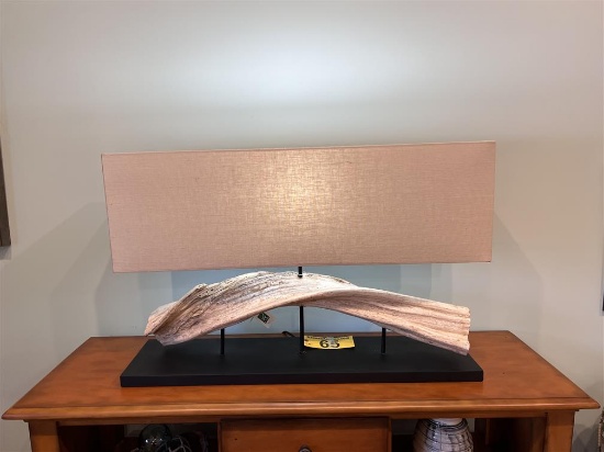 CONTINENTAL HOME TEAK WOOD SWIRL LAMP, RETAIL $574