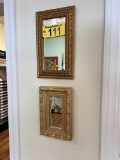 SET OF 3-GOLD FRAMED MIRRORS ON WALL