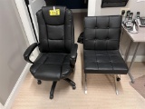BID PRICE X 2 - (2) BLACK OFFICE CHAIRS, 1-SWIVEL, 1-SIDE