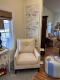 CHARLES  STEWART CO. UPHOLSTERED SIDE ARM CHAIR, RETAIL $1,980