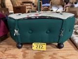 GREEN OBLONG OTTOMAN W/ TOPPER, RETAIL $300
